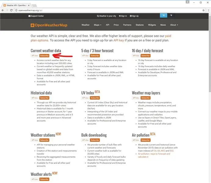 OpenWeatherMap Anahtarı Nasıl Alınır, Abone Olun