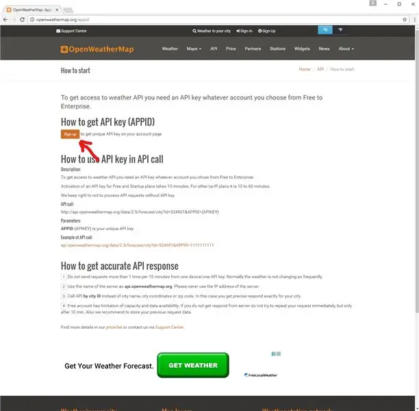 OpenWeatherMap Anahtarı Nasıl Alınır, Kaydolma