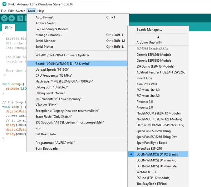 Wemos -ni dasturlash - Arduino IDE -ni yangilang