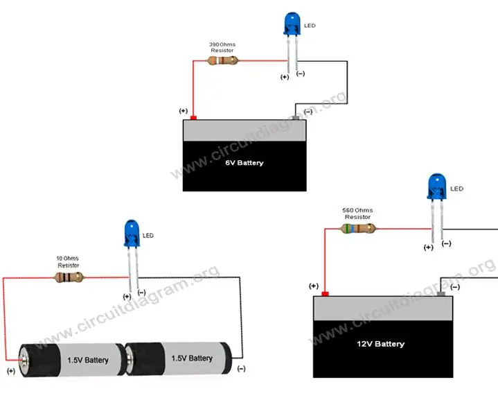 Einfache grundlegende LED-Schaltung (Verwendung von LEDs): 4 Schritte