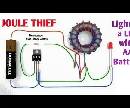 Joule Thief grandinė Kaip padaryti ir grandinė Paaiškinimas: 5 žingsniai