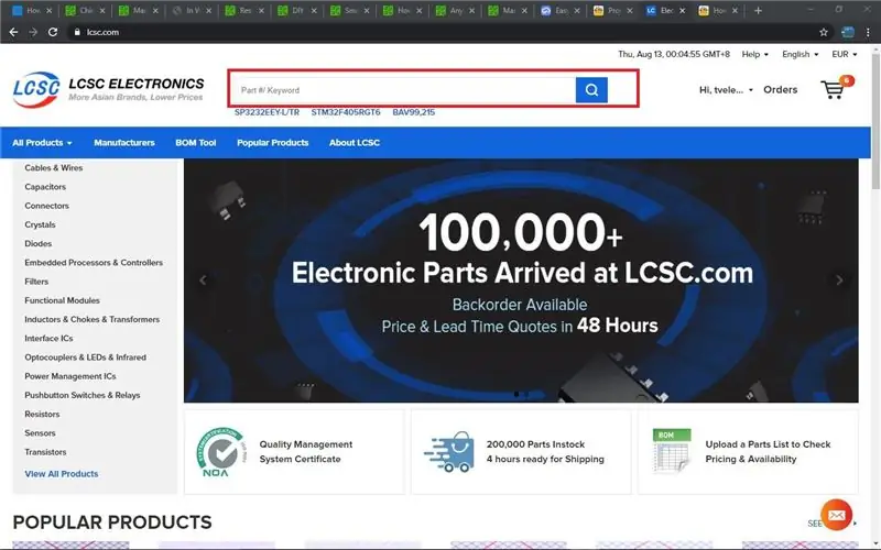 Выберите компоненты на Lcsc.com