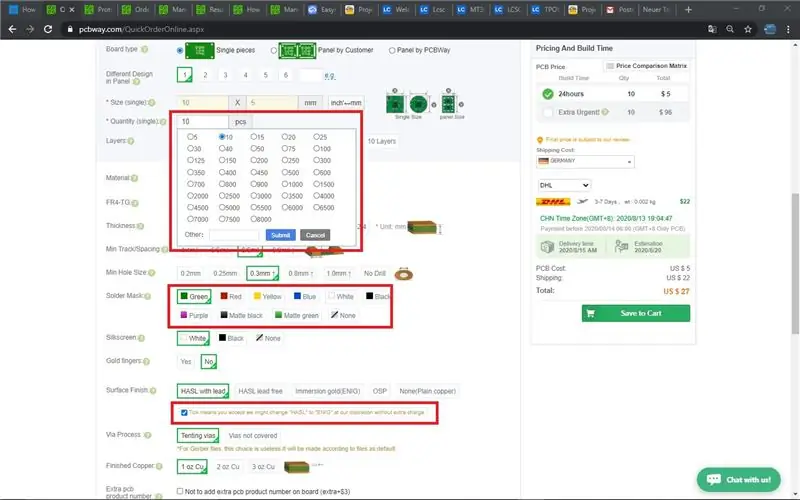 Tải Gerbers lên PCBWAY