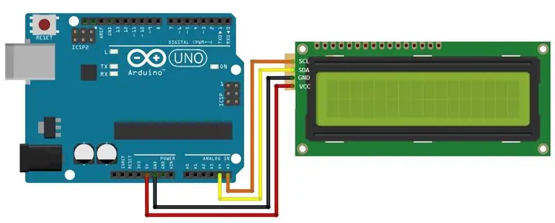 Assemblaggio del circuito con LCD I2C