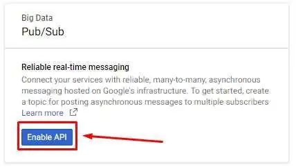 PubSub - Включить API