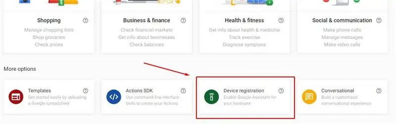 Veiksmai „Google“- įrenginio registracija