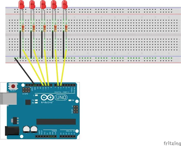 Csatlakoztasson 5 LED -et