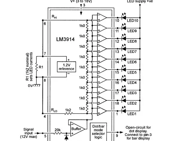 LM3916 LED čip Alternativa: 7 koraka