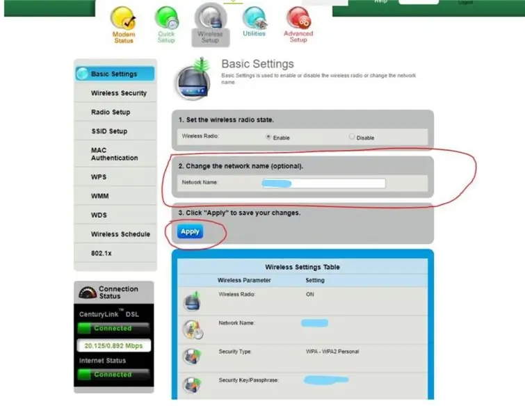 6 veiksmas: pakeiskite tinklo pavadinimą