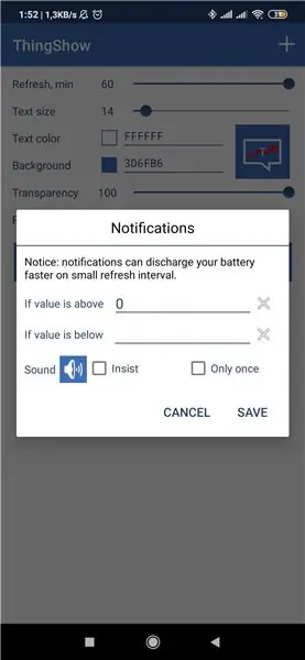 Notificar valores dentro de un período predeterminado