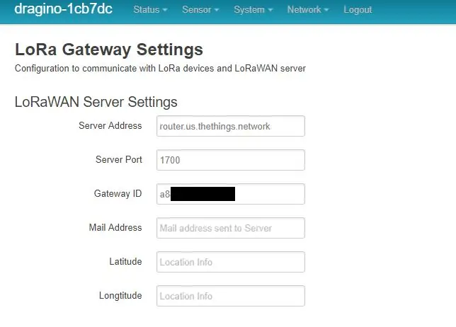 Configureer Servidor LoRa