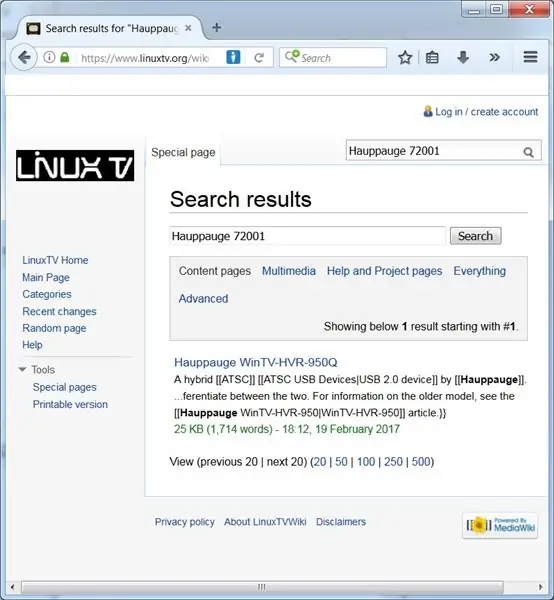 Configuration du pilote/firmware du tuner