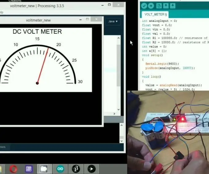 DIY voltmérő az Arduino használatával és a feldolgozás: 4 lépés