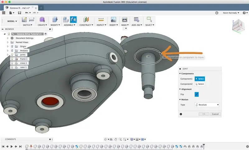 Een draaiend gewricht toevoegen aan de rotorsubassemblage