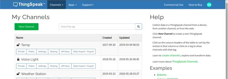 Creació i configuració del compte de ThingSpeak