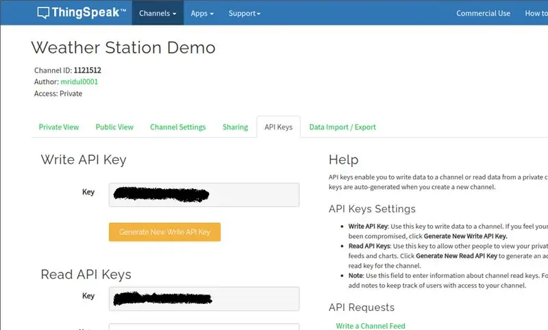 Creació i configuració del compte de ThingSpeak