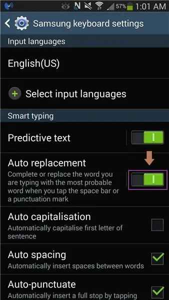 Desligue a substituição automática