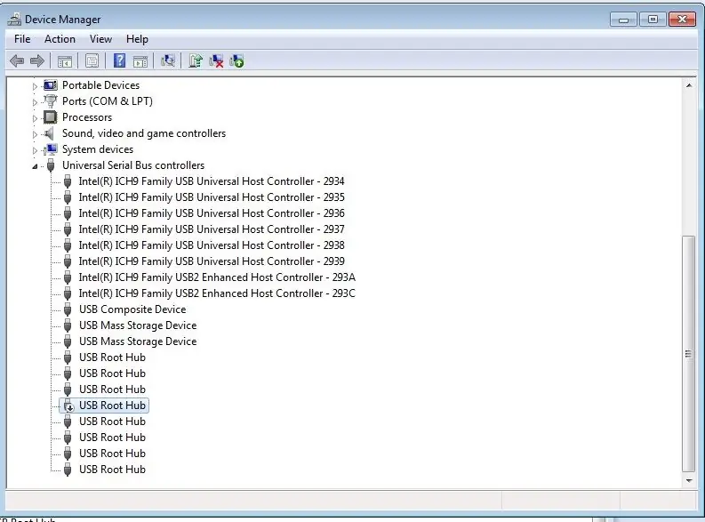 Այժմ USB Root Hub- ը անջատված է