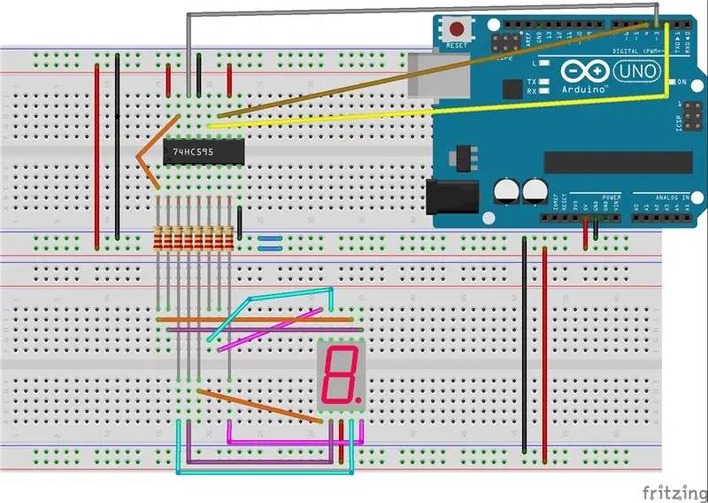 Подключение дисплея к Arduino через 74HC595