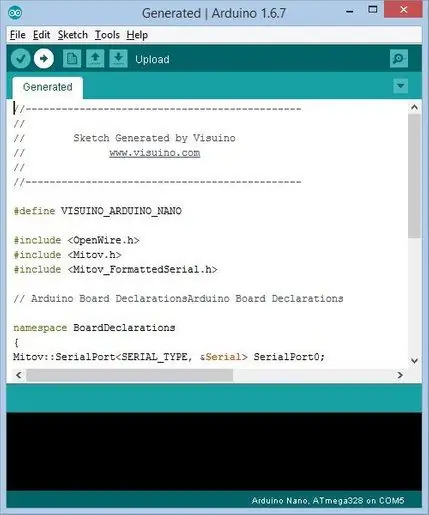 Arduino кодыг үүсгэх, хөрвүүлэх, байршуулах