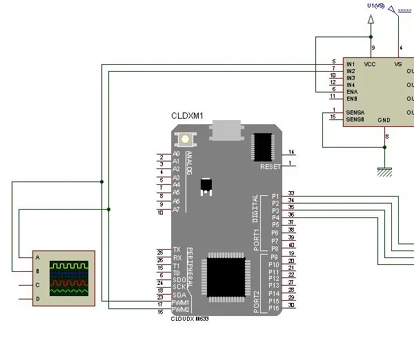 Die beheer van DC -motors met die L298N met behulp van CloudX -mikrobeheerder: 3 stappe