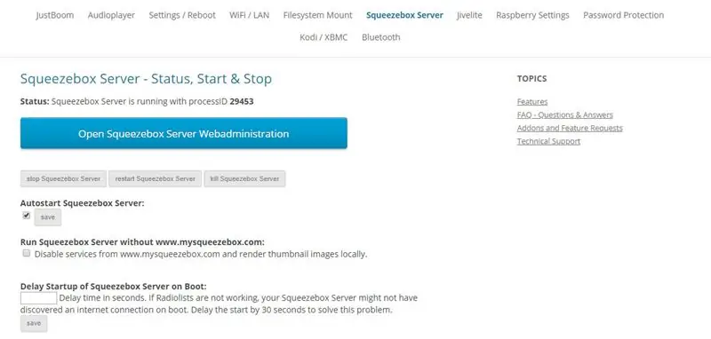 Postavite Squeezebox server