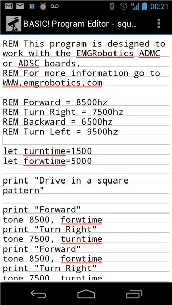 Controle do robô usando visão computacional ou RFO BASIC