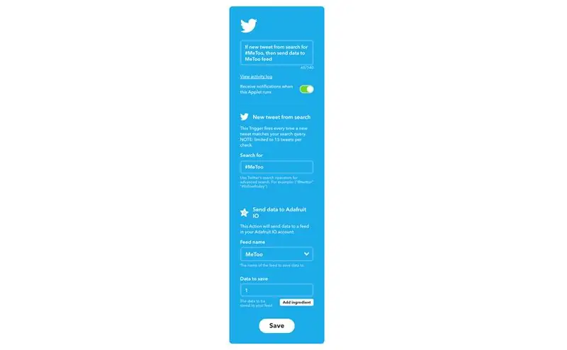 Créer une applet Twitter