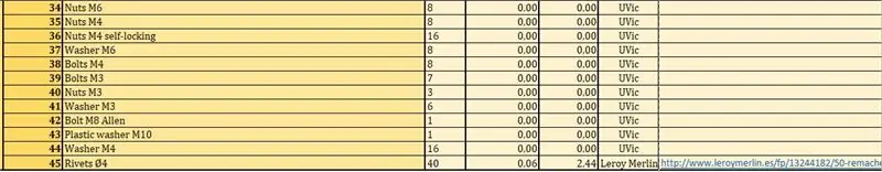 Adquirir la lista de materiales