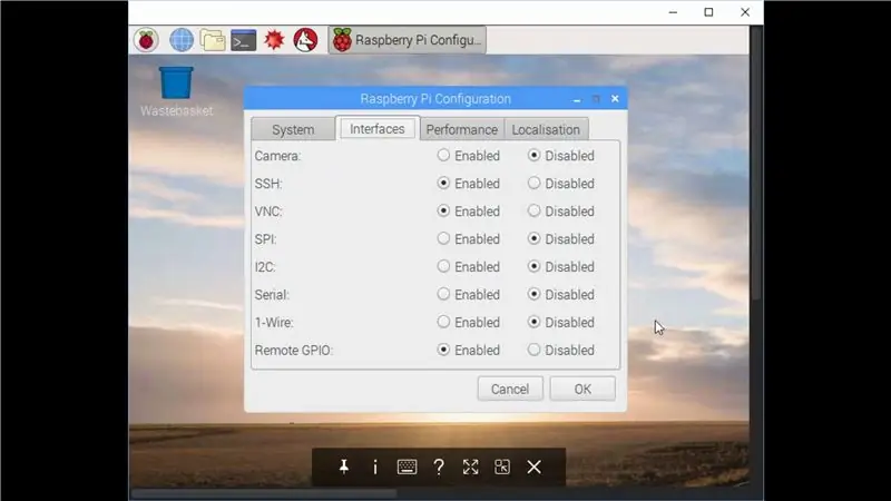 Nastavení Pi 2: Nastavení SSH a VNC