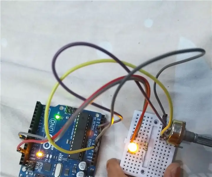 Kontroller LED -lysstyrken med potensiometer med Arduino: 3 trinn