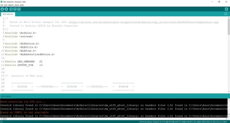 BLE-detector.ino saytını araşdırın