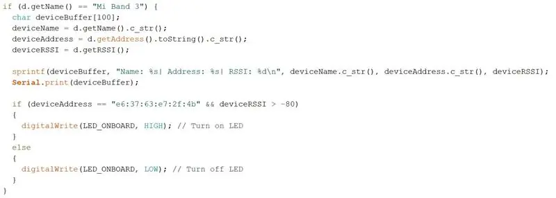 Bewerk code voor het detecteren van uw Mi-band