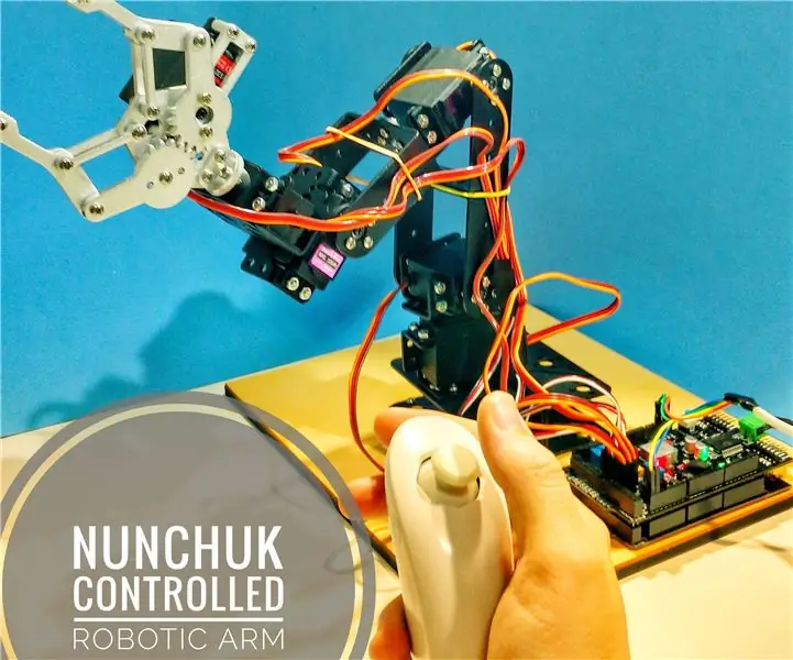 Brazo robótico controlado por Nunchuk (con Arduino): 14 pasos (con imágenes)