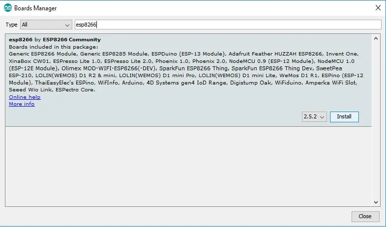 Dodawanie płyt ESP8266 za pośrednictwem Arduino Board Manager