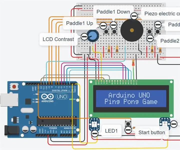 Autodesk Tinkercad Simulation of Arduino UNO Ping Pong Game V2.0 :: 5 Steps