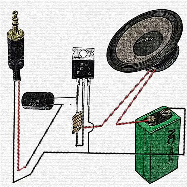 Circuito amplificador de audio con transistor Mosfet