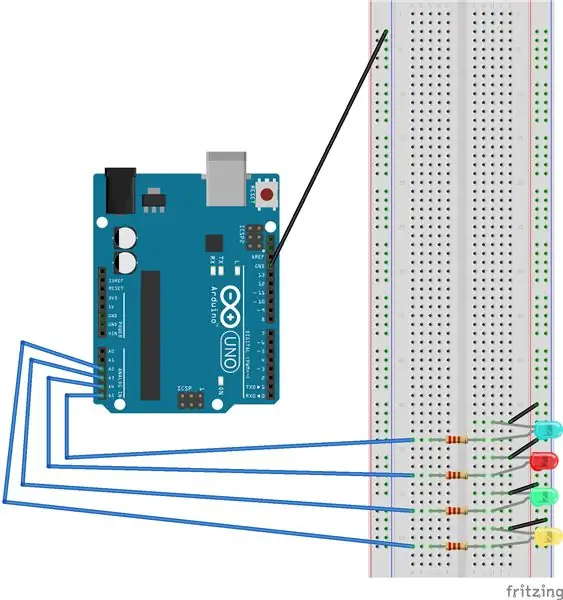 4 LEDs ን ያገናኙ