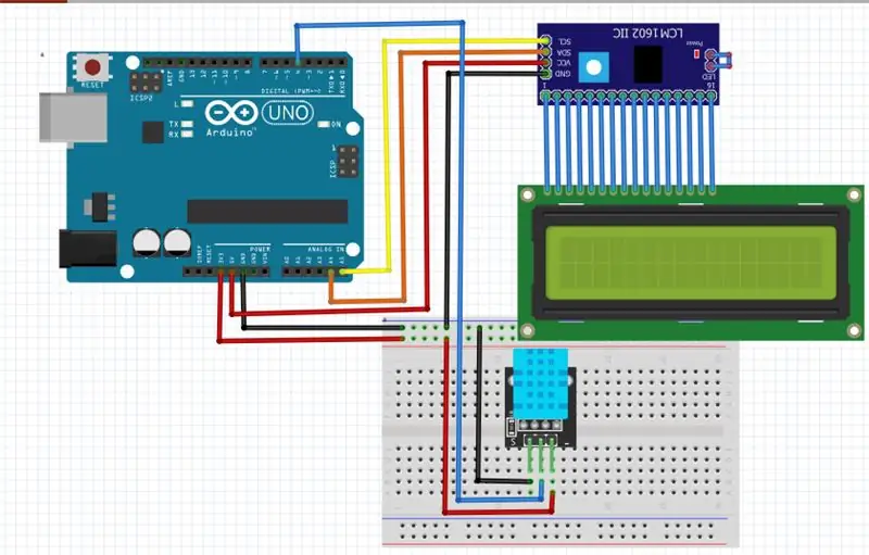 I2C LCD дэлгэцийг Arduino руу холбож байна