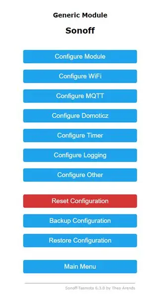 Usanidi wa Kifaa kilichoangaziwa cha Tasmota Firmware