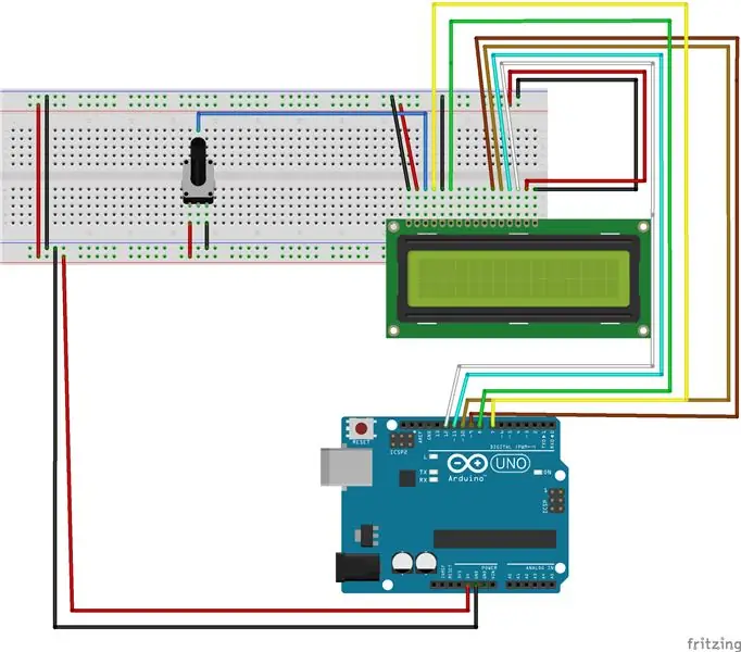 Yhdistä LCD -näyttö ja potentiometri