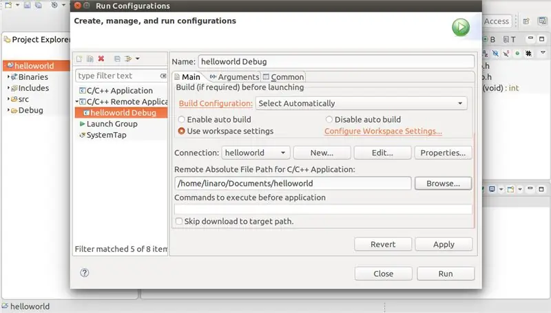 Uitvoer op Aplicação Na Dragonboard 410c Via Eclipse