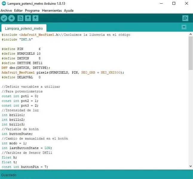 Código En El IDE De Arduino