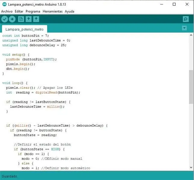 „Código En El IDE De Arduino“