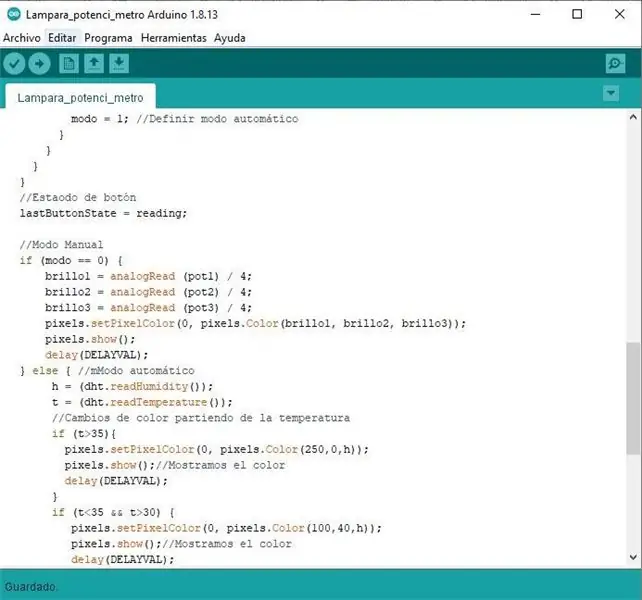 „Código En El IDE De Arduino“