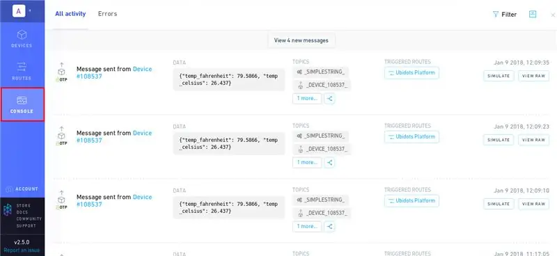 Sender data til Ubidots