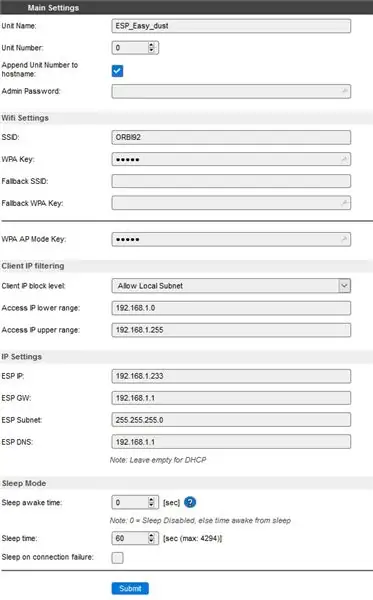 Configuración de Espeasy: Principal