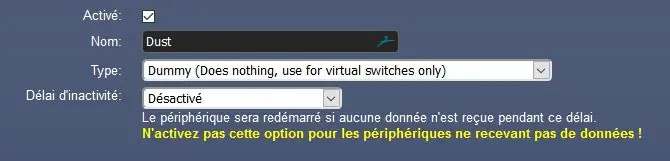 Configuración de Domoticz: Controlador (ficticio)