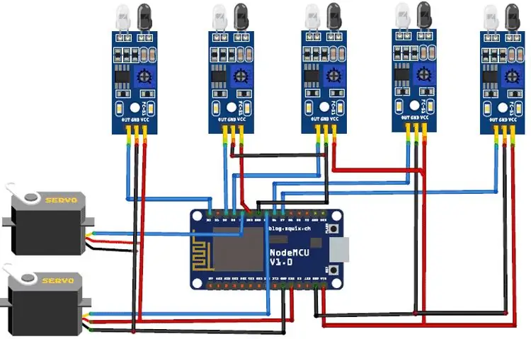 Schema del circuito del parcheggio intelligente basato su IoT