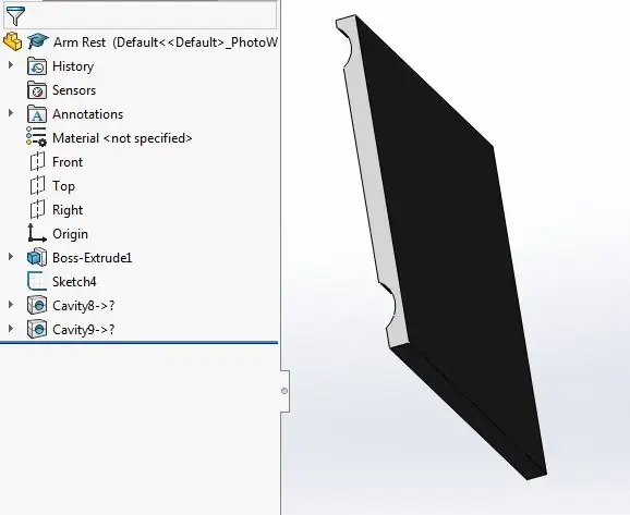 قم بإنشاء مسند الذراع في SolidWorks